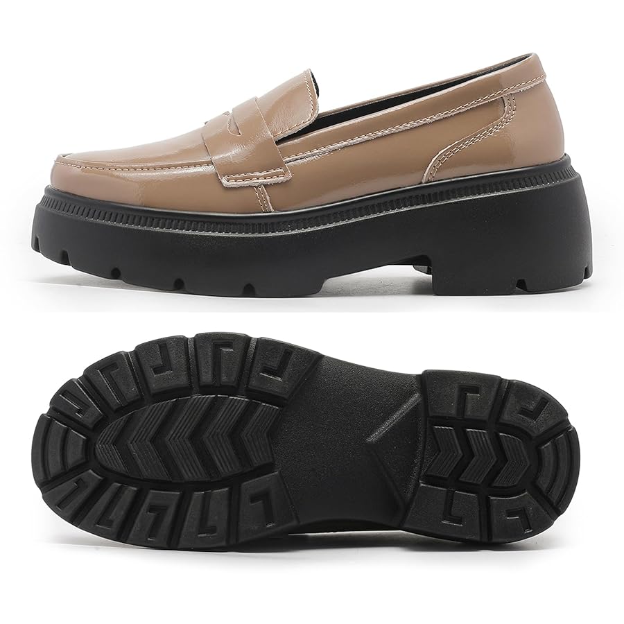 lemon♡　Riu Platform Ribbon Loafer Amazon.com | Ruiatoo Platform Loafers for Women - Slip On